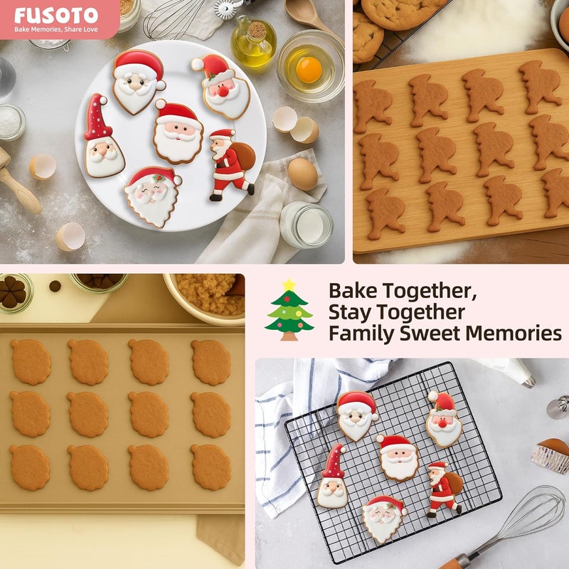 FUSOTO 6PCS Santa Cookie Cutter Set, Christmas Cookie Cutters, Holiday Shaped Biscuit Molds, Stainless Steel Baking Supplies for Homemade Cookies, Christmas Santa - Image 2